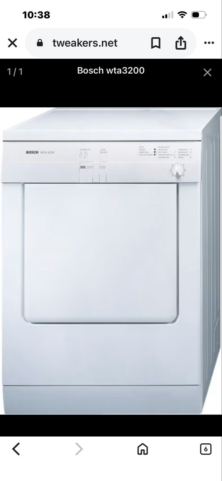 Bosch WTA 3200 Luchtafvoer Wasdroger - Gebruikt, Ophalen, 6 tot 8 kg, Gebruikt, Luchtafvoer