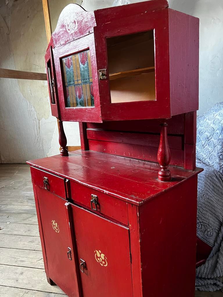 Speelgoed keukenkastje met glas-in-lood, Kinderen en Baby's, Ophalen, Gebruikt