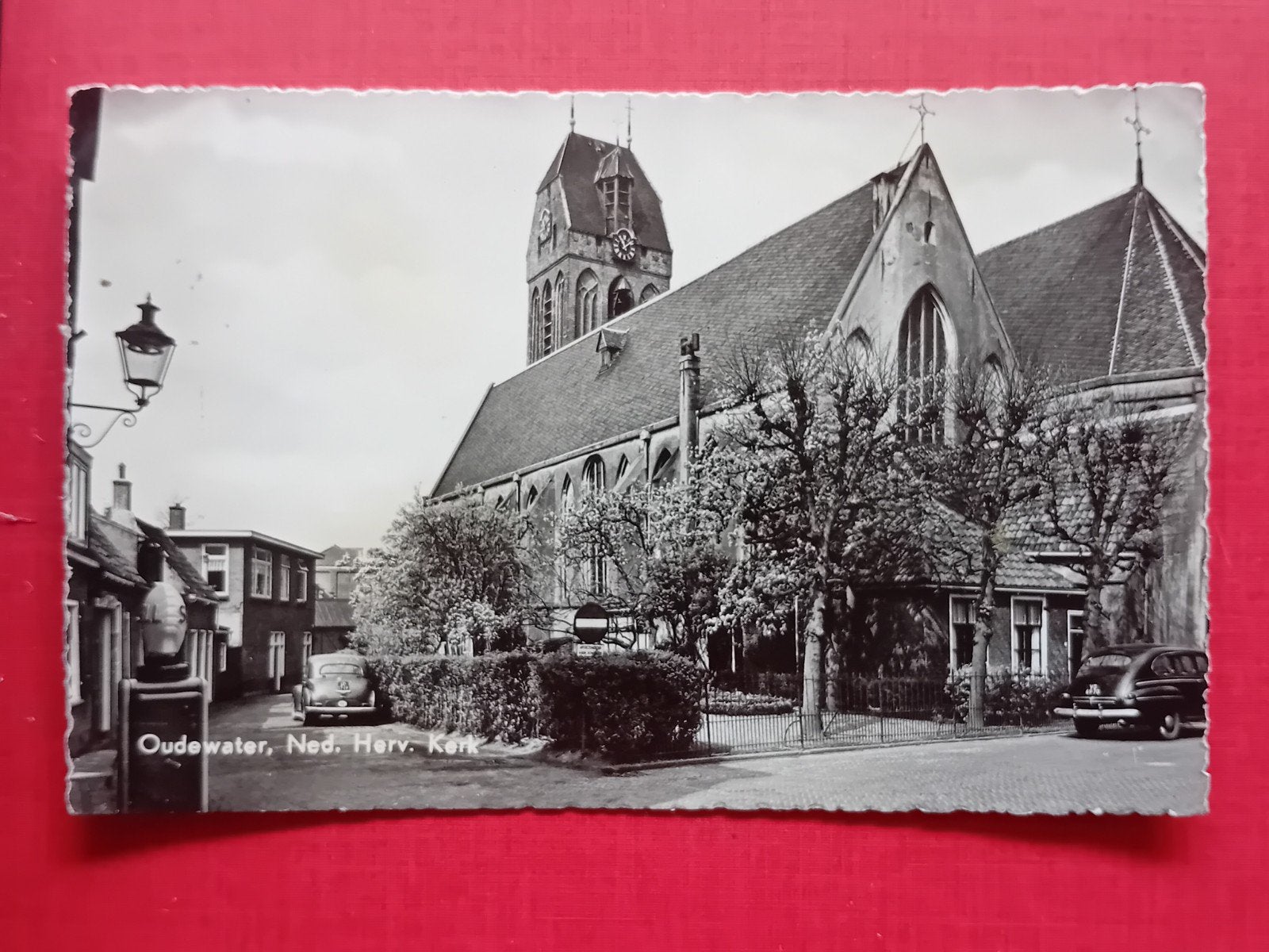 Oudewater, Ned. Herv. Kerk - Zwart-wit ansichtkaart, Ophalen of Verzenden, 1940 tot 1960, Ongelopen, Utrecht