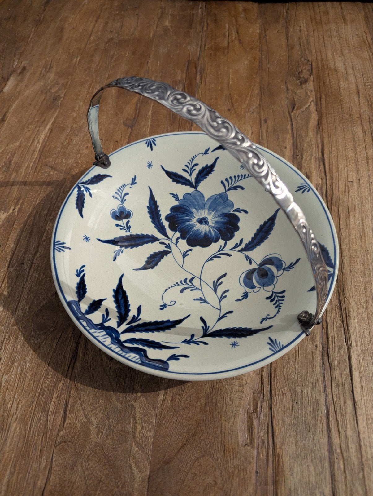 Delfts Blauw Fruitschaal / Bonbonschaaltje met Hengsel, Antiek en Kunst, Ophalen of Verzenden