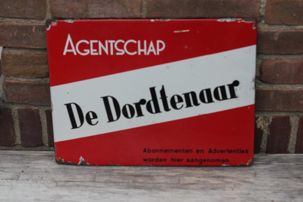 emaille bord AGENTSCHAP DE DORDTENAAR, Ophalen of Verzenden