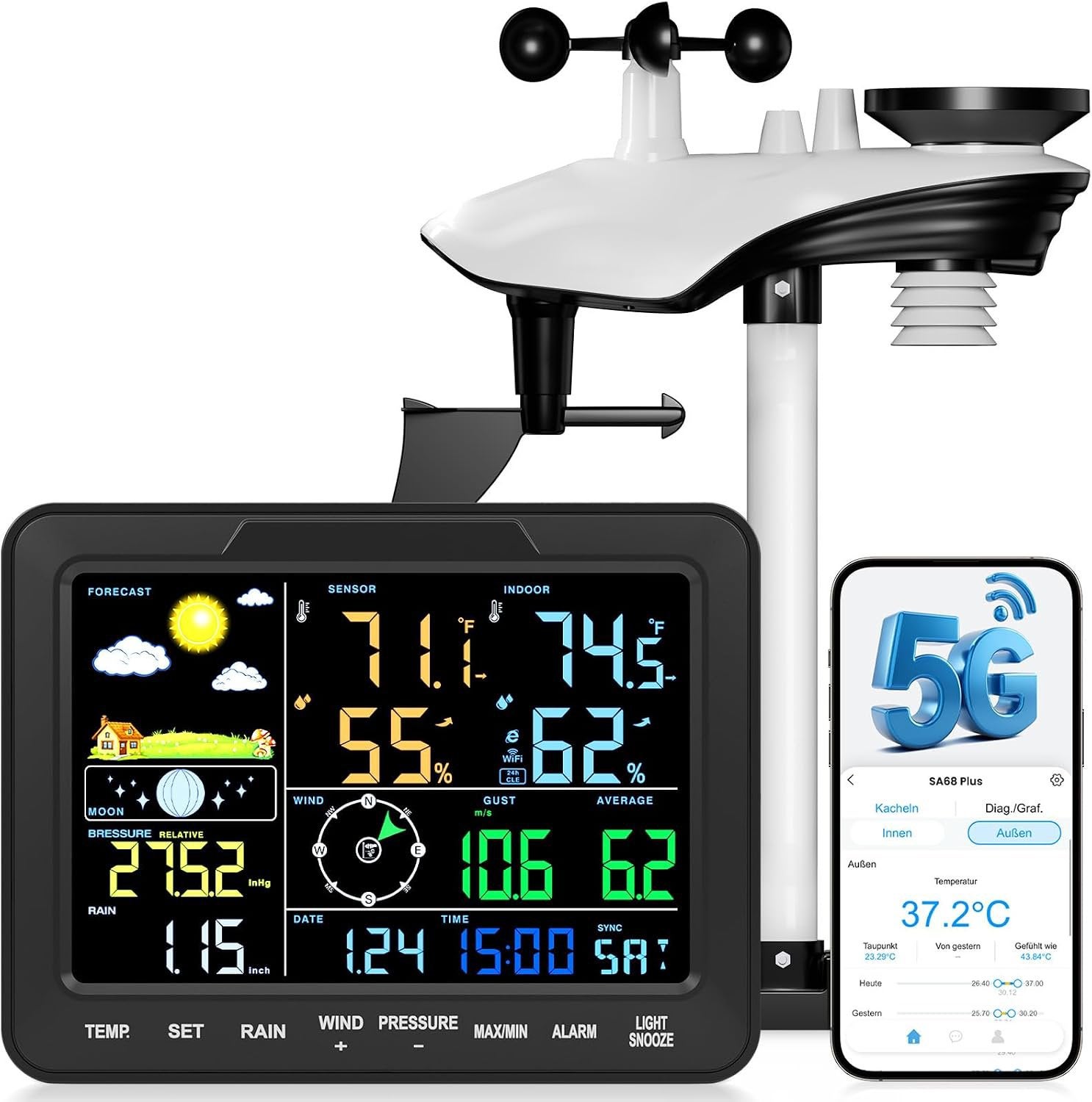 SA68plus Wi-Fi Weerstation - Dual-Band App & Buitensensor