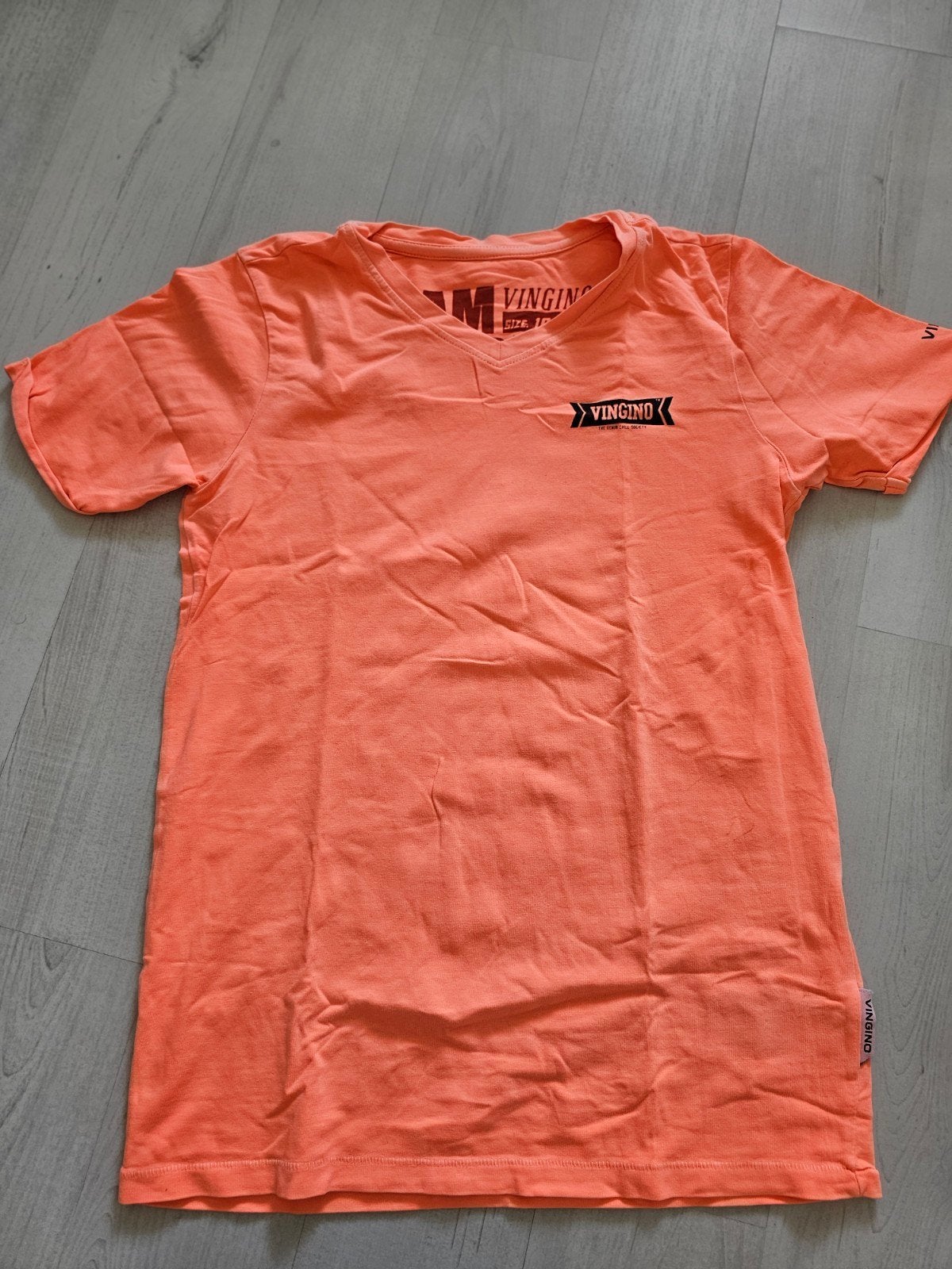 Neon oranje shirt VINGINO maat 140, Kinderen en Baby's, Kinderkleding | Maat 140, Ophalen of Verzenden, Zo goed als nieuw, Vingino