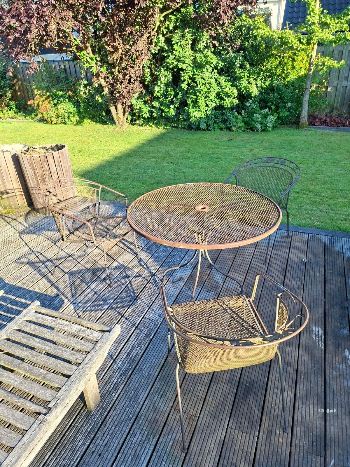 Vintage Bistro Set - 3 Stoelen & Ronde Tafel, Overige materialen, Gebruikt, 3 zitplaatsen, Ophalen of Verzenden