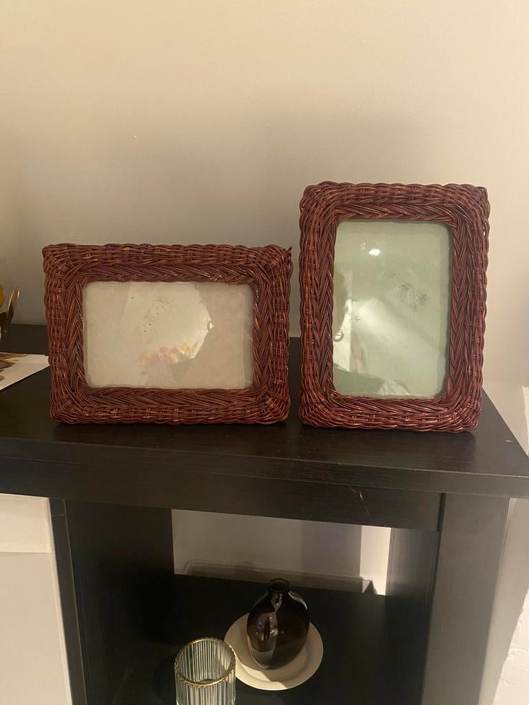 Rieten fotolijstjes donkerbruin, Verzamelen, Poppenhuizen en Toebehoren, Verzenden, Nieuw, Decoratie