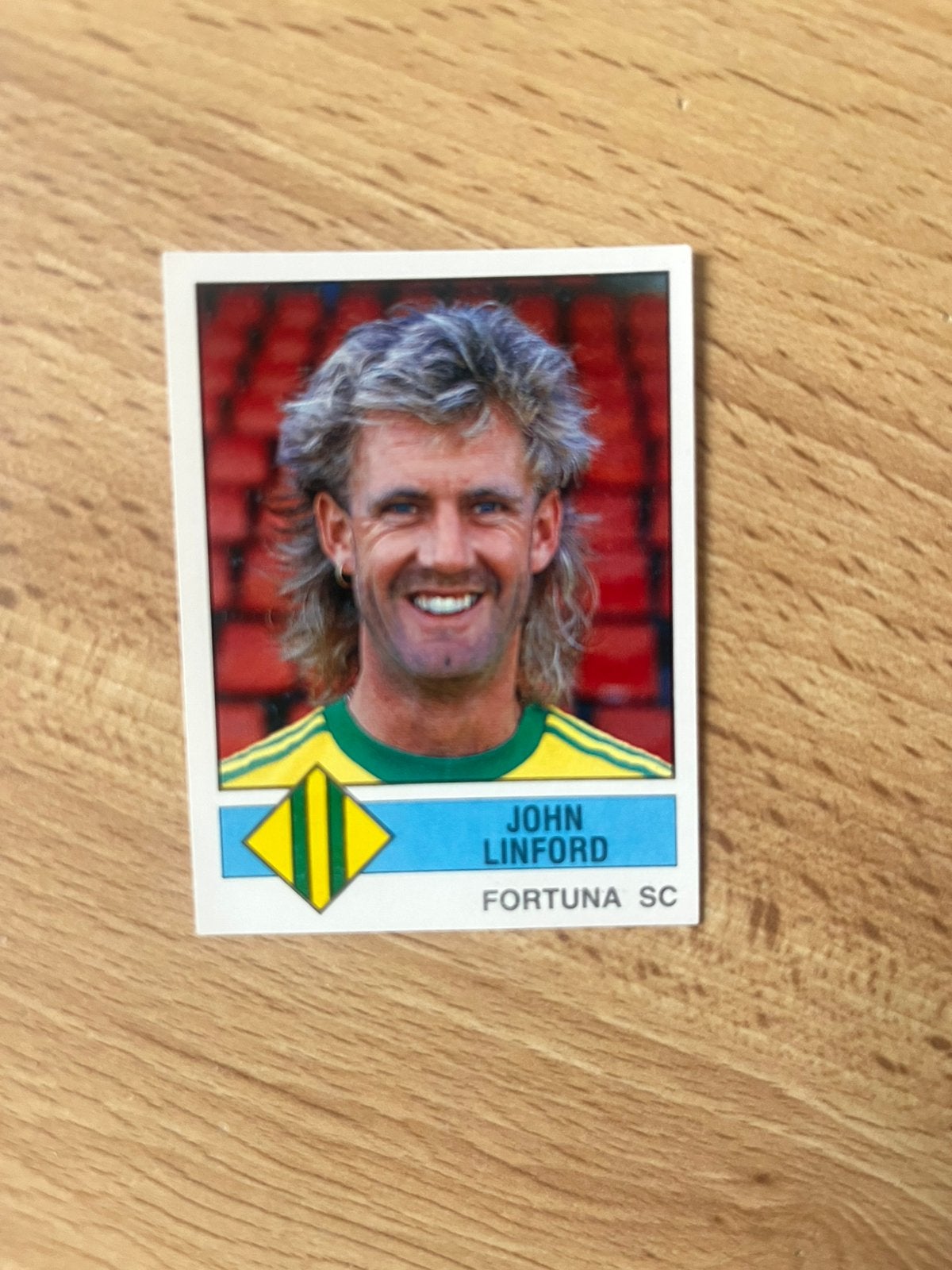 OUD PANINI PLAATJE JOHN LINFORD FORTUNA SITTARD, Ophalen of Verzenden, Zo goed als nieuw, Overige binnenlandse clubs, Poster, Plaatje of Sticker