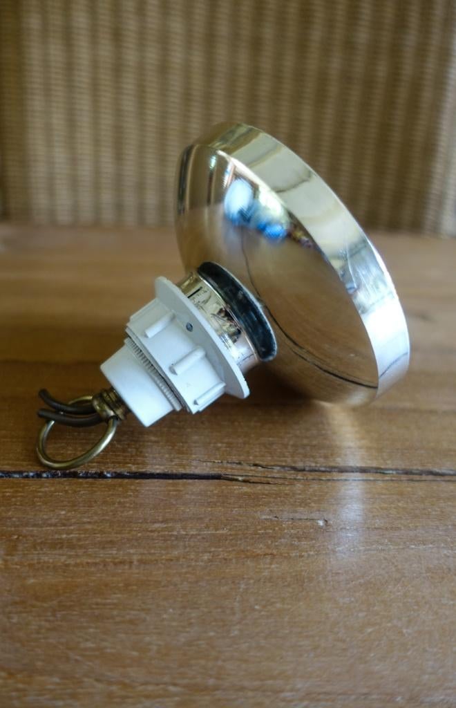 wit zilverkleurig metalen retro hang lampje - spot, Huis en Inrichting, Lampen | Spots, Ophalen of Verzenden, Zo goed als nieuw
