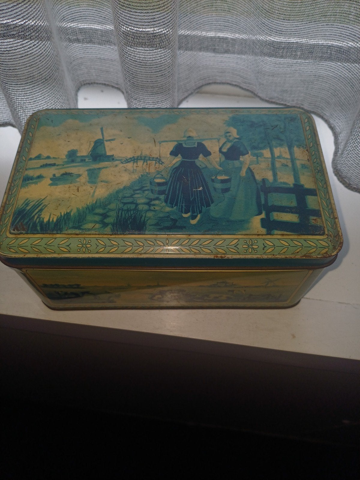 Vintage blikken doos met Hollands landschap, Ophalen