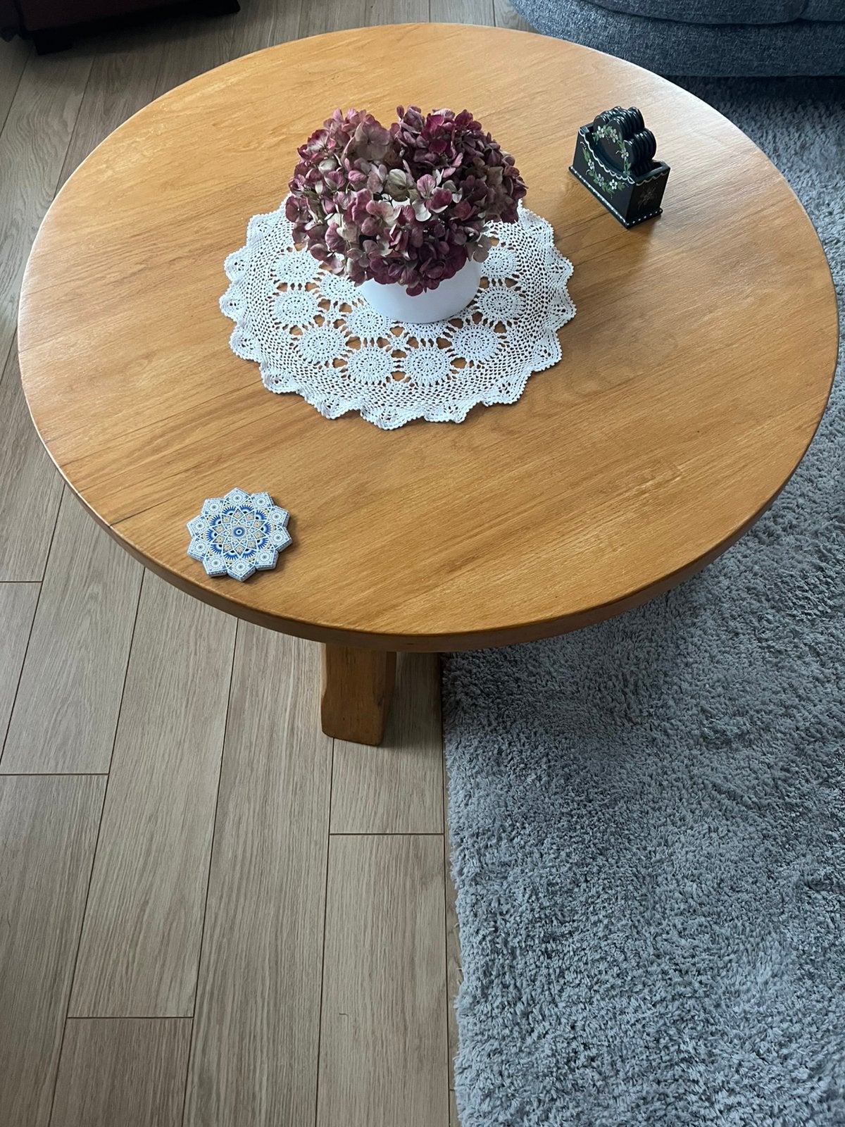Blanke eiken houten  salon., Huis en Inrichting, Gebruikt, 5 – 50, Eikenhout, Rond