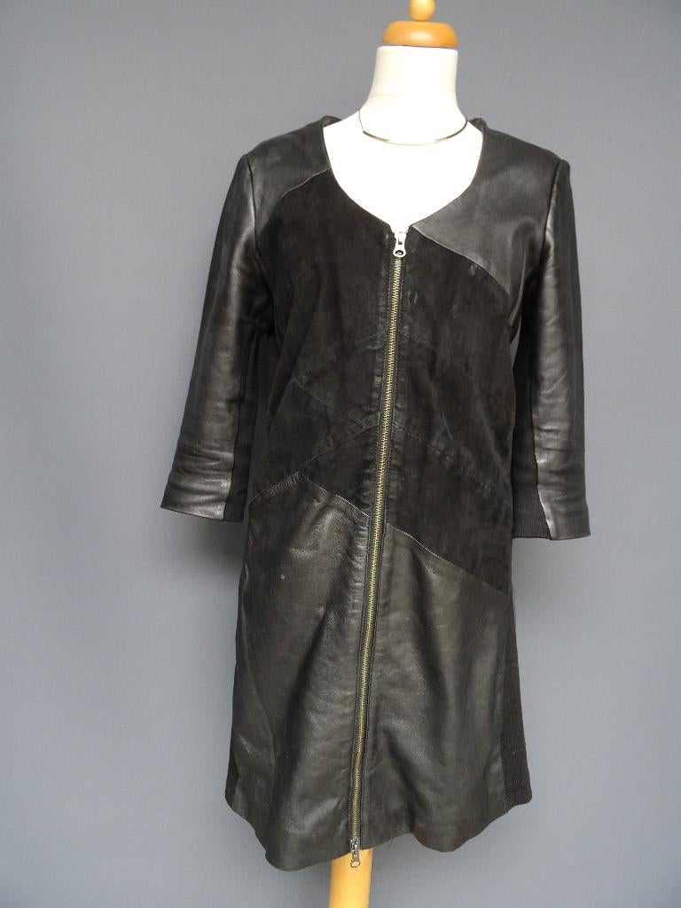 MISSION BLUE maat XL, echt leren jurk/jasje., Kleding | Dames, MISSION BLUE, Zwart, Maat 46/48 (XL) of groter, Ophalen of Verzenden