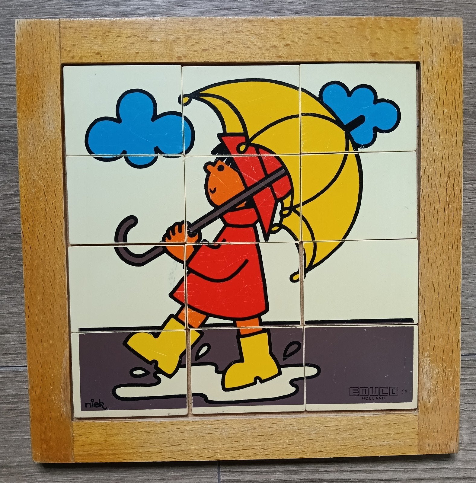 Vintage Educo Puzzel 12 Stukjes - herfst, 2 tot 4 jaar, Gebruikt, 10 tot 50 stukjes, Ophalen of Verzenden