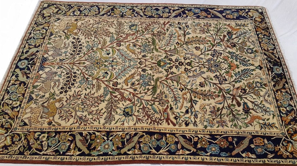 Perzisch tapijt isfahan 192 x 135/Kleed/Kelim/Loper/50% sale, 100 tot 150 cm, Www.simatapijten.nl, Beige, Ophalen of Verzenden