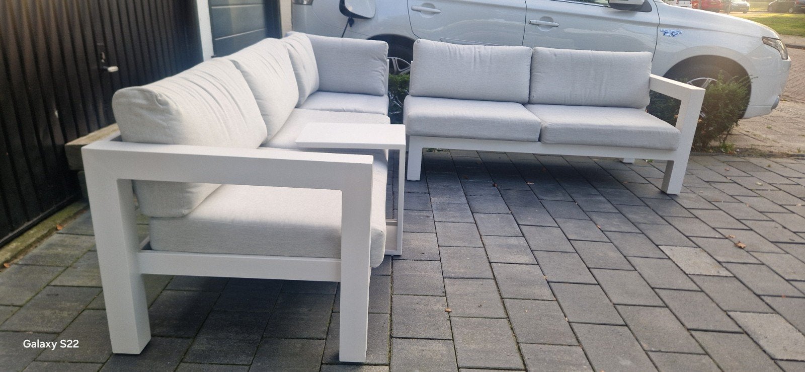 Bellagio Witte Loungeset / Hoekbank, Bank, Meer dan 8 zitplaatsen, Aluminium, Ophalen of Verzenden