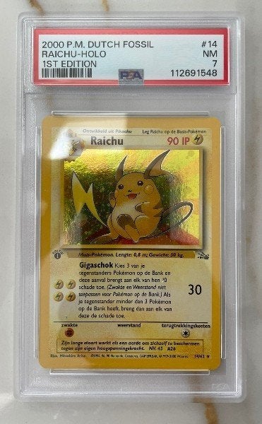 Raichu Holo Dutch 1st edition #14 PSA 7, Verzenden, Nieuw, Losse kaart