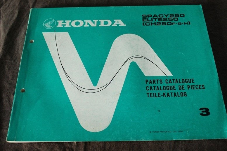 Honda Spacy 250 Elite 250 CH250 1986 scooter parts catalogue, Motoren, Ophalen of Verzenden, Honda