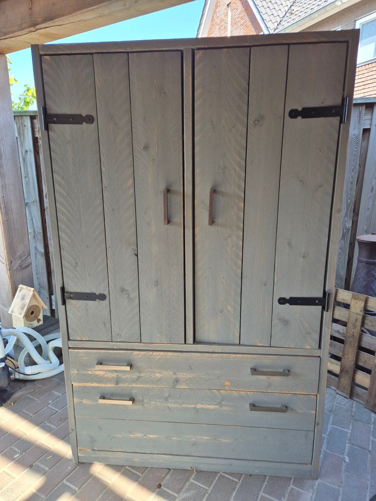 steigerhouten kast 190x120, Ophalen, Gebruikt, Hout, Overige typen