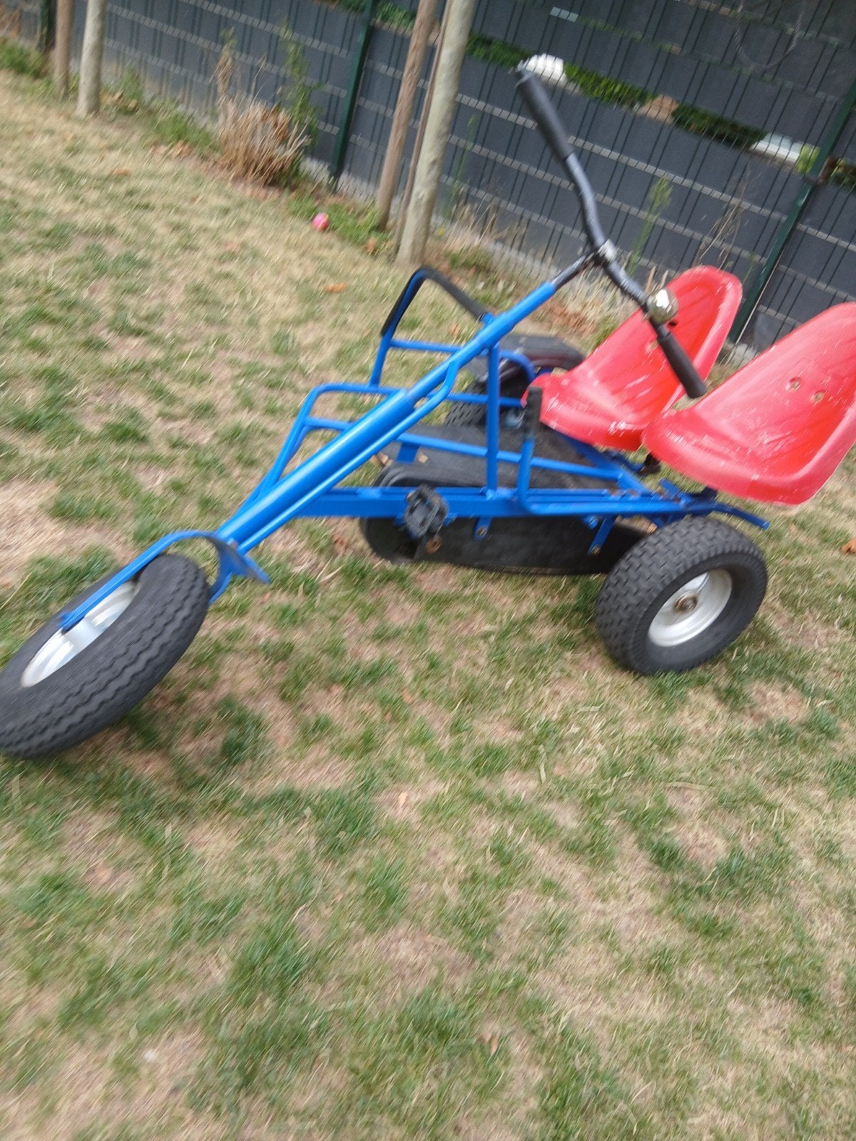 Blauwe mammoet skelter met twee zitjes, Ophalen, Gebruikt, Velgrem, Mammoet