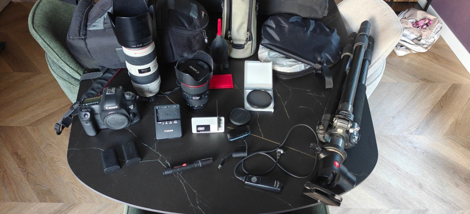 Canon EOS 5D Mark III met lenzen en accessoires, Ophalen of Verzenden