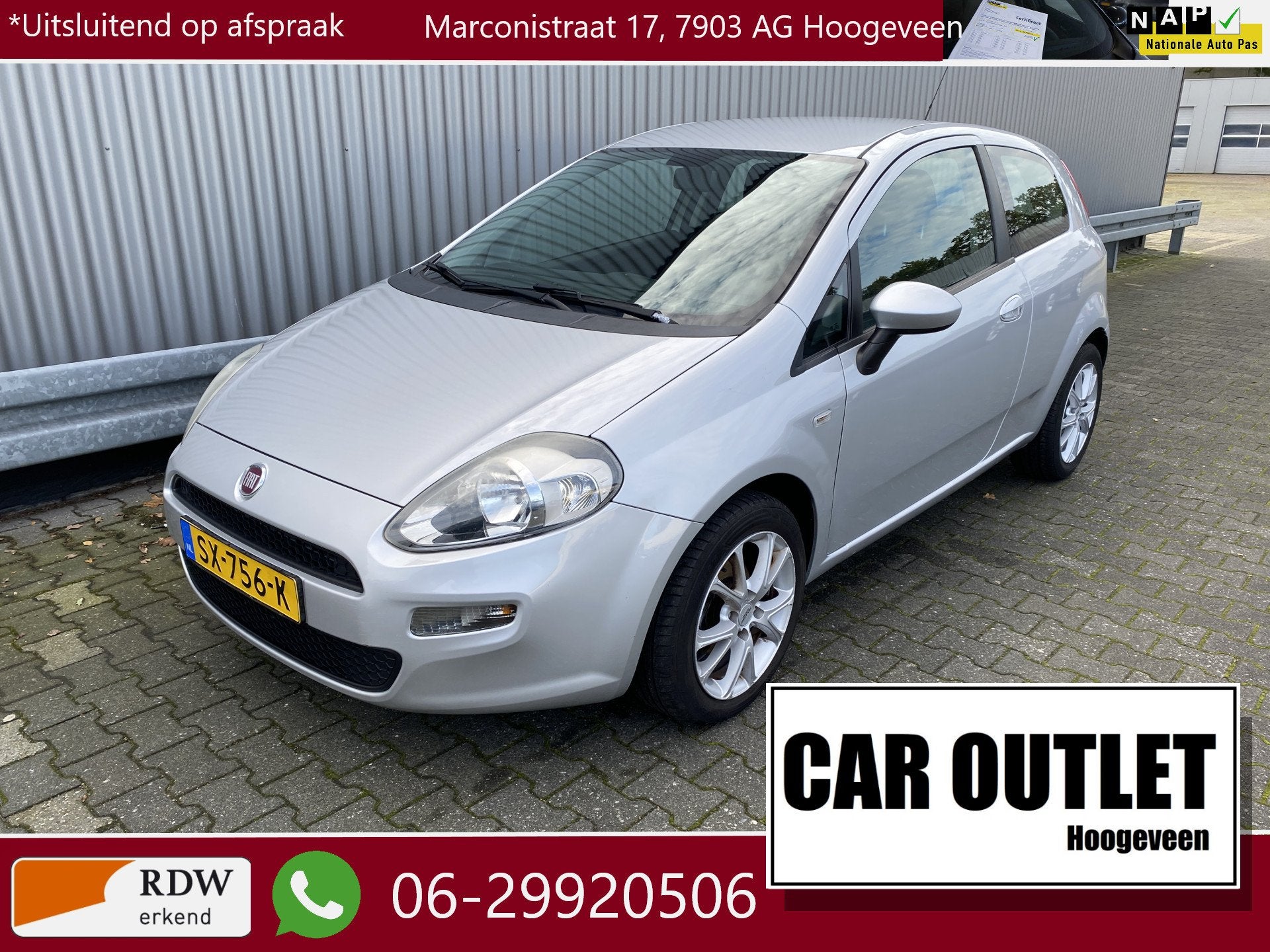 Fiat Punto Evo 1.2 Street met Airconditioning, LM & Nieuwe A, Auto's, Voorwielaandrijving, Stof, 4 cilinders, Verwarmde buitenspiegels