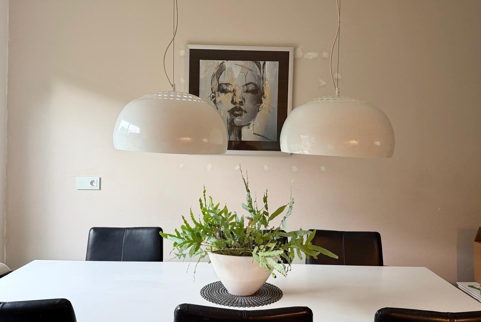 Set van 2 moderne hanglampen, wit metaal, Ophalen, Gebruikt, Metaal