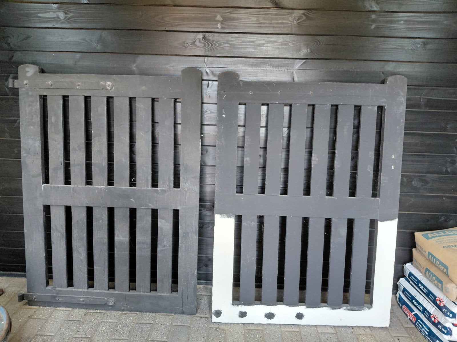 Dubbele hardhouten tuinpoort, Tuin en Terras, Ophalen, 150 tot 200 cm, Hout, 200 cm of meer