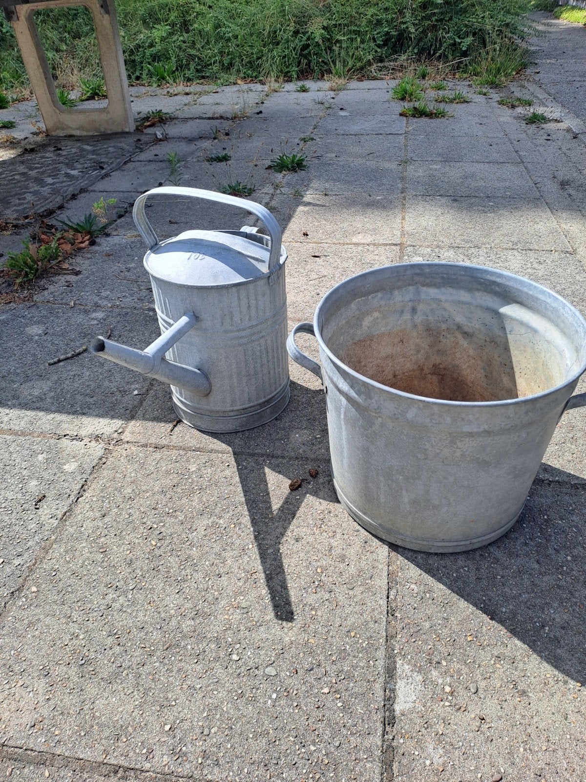 Zinken gieter en ketel, Tuin en Terras, Gieters, Ophalen