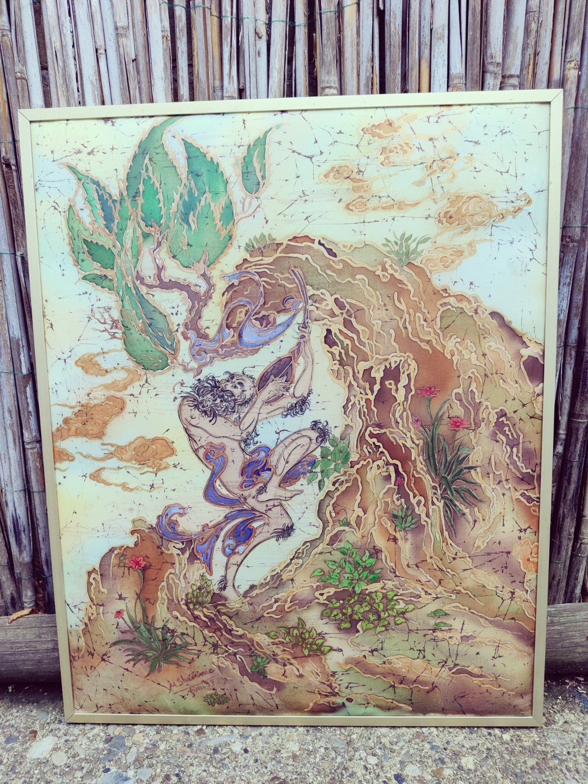 Origineel Perzisch Batik kunstwerk op zijde, Ophalen of Verzenden