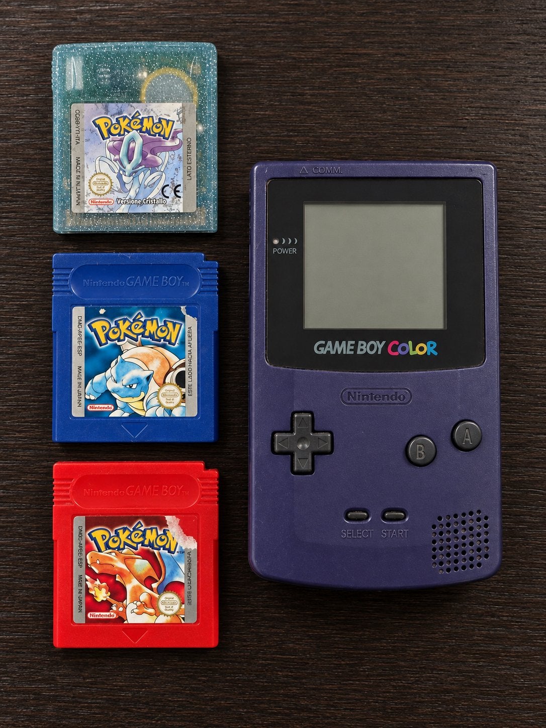 Nintendo Game Boy Color + Pokémon Crystal, Blauw & Rood, Spelcomputers en Games, Ophalen of Verzenden, Gebruikt, Game Boy Color