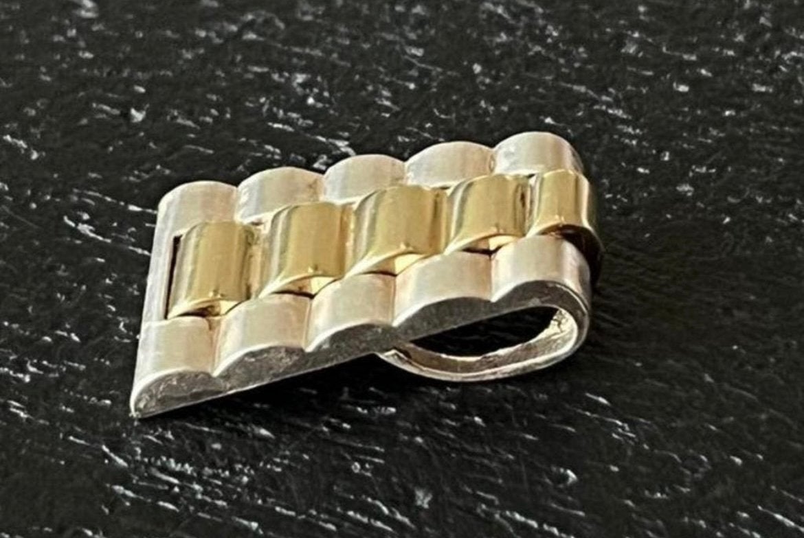 Zilveren deels vergulde kettinghanger JPC, Verzenden, Zo goed als nieuw, Zilver, Zilver