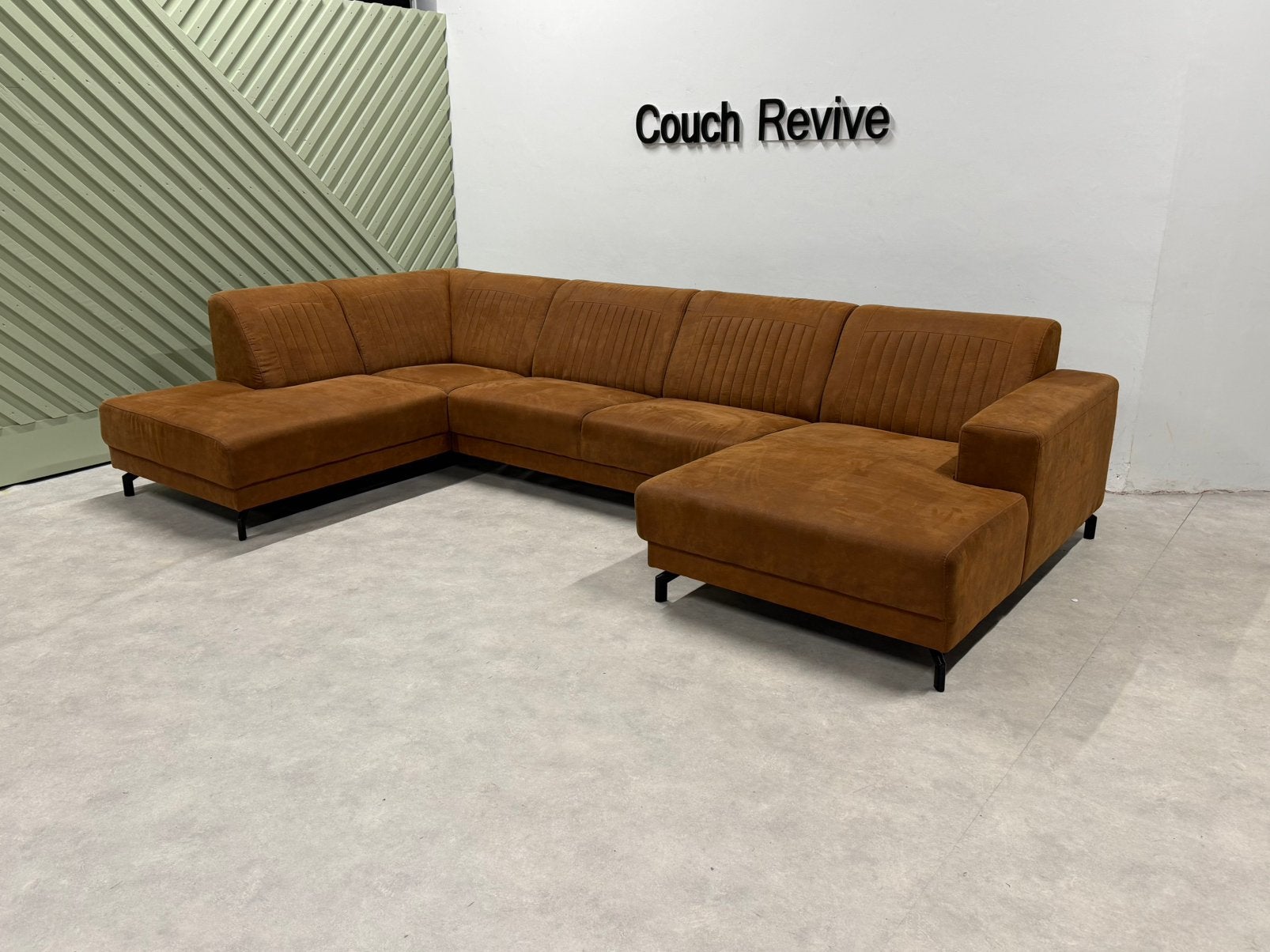 Cognac u-bank 345-200 | Refurbished Gratis levering, Huis en Inrichting, Banken | Bankstellen, -, Verzenden, -, 75 tot 100 cm