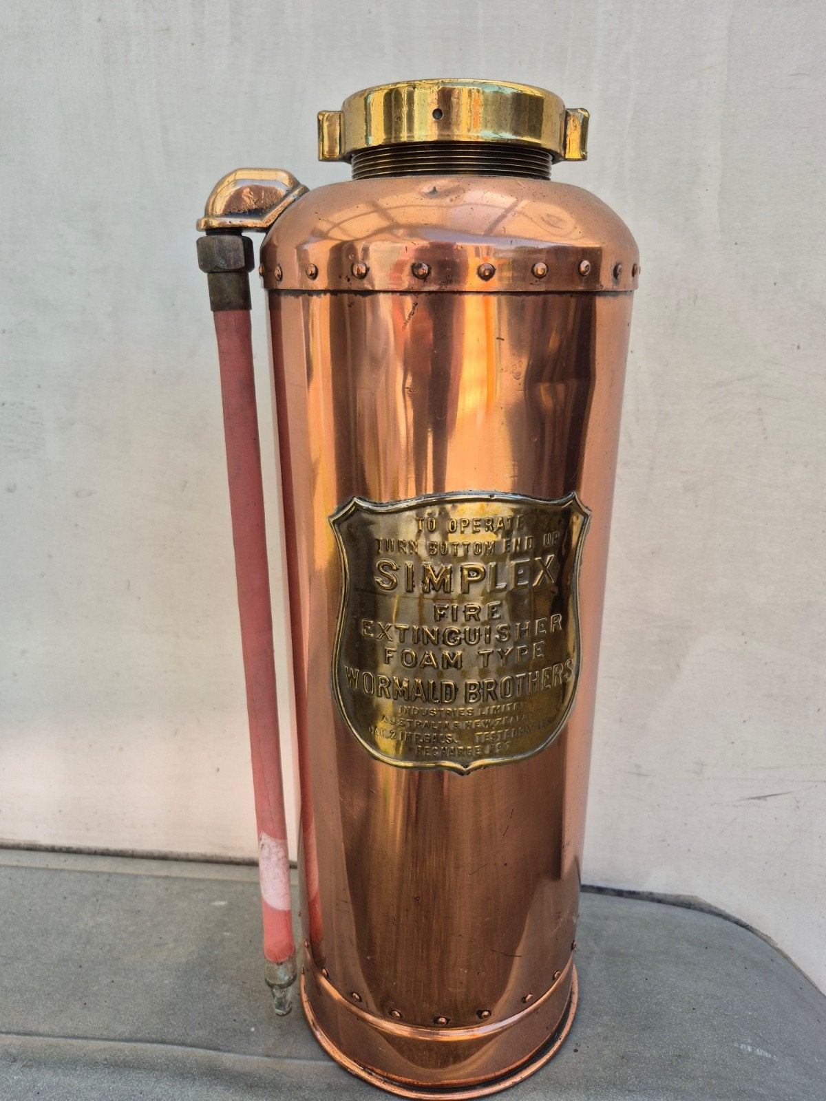 Antieke Koperen Simplex Brandblusser - Decoratief, Ophalen