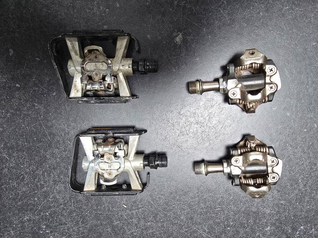 2 x set pedalen spd en combi, Fietsen en Brommers, Fietsonderdelen, Crankstel of Pedalen, Gebruikt, Staal, Ophalen of Verzenden