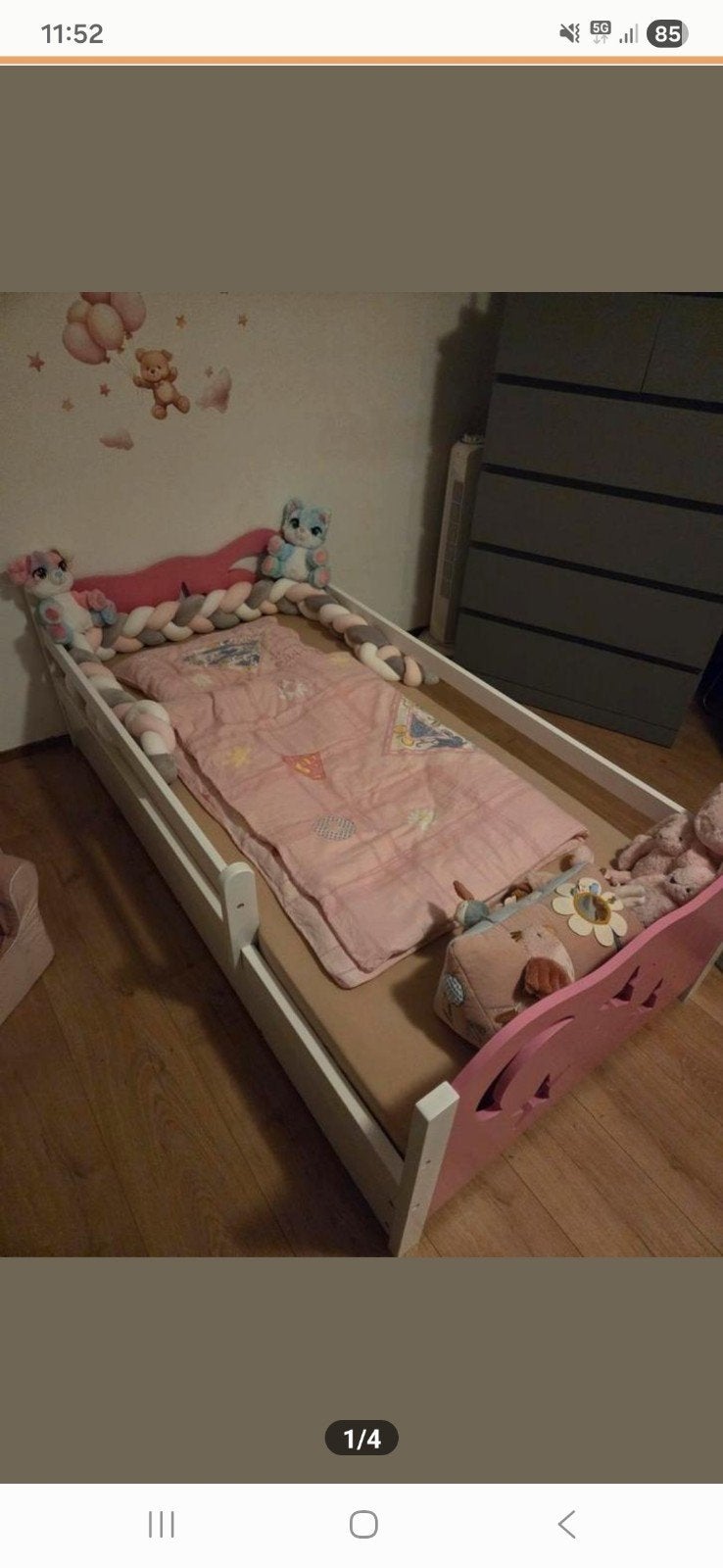 Peuterbed roze nieuw met opslag lade, Kinderen en Baby's, Kinderkamer | Bedden, Ophalen, Nieuw, 70 tot 85 cm, 140 tot 160 cm