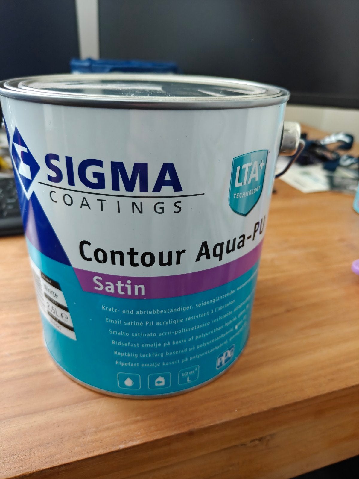 Sigma Contour Aqua-PU Satin S2U nova Verf - Wit 2.5L, Wit, Nieuw, Ophalen of Verzenden, Verf