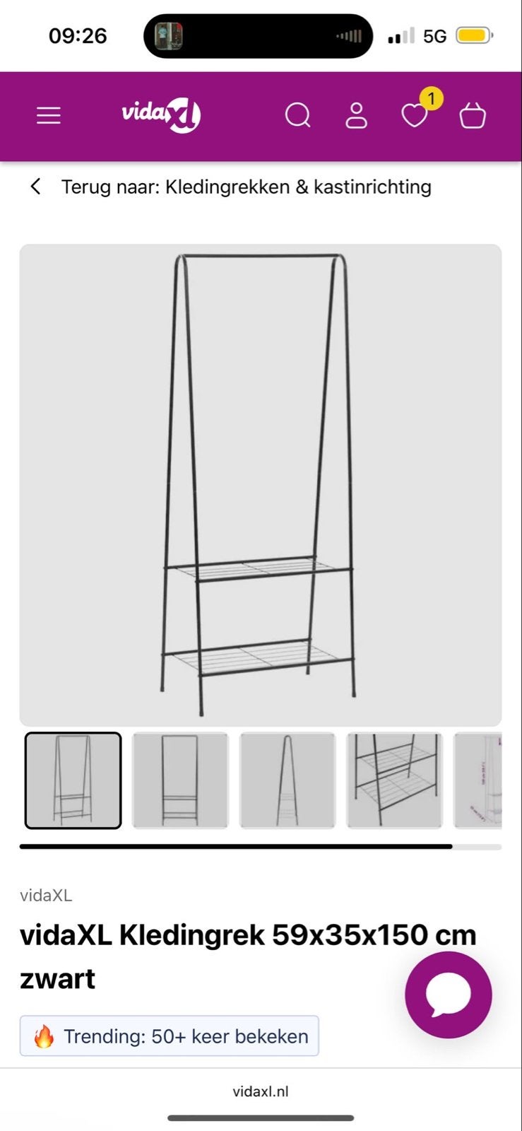 vidaXL Kledingrek Zwart 59x35x150 cm - Nieuw in verpakking, Kleding | Dames, Kledingrekken, Ophalen, Nieuw