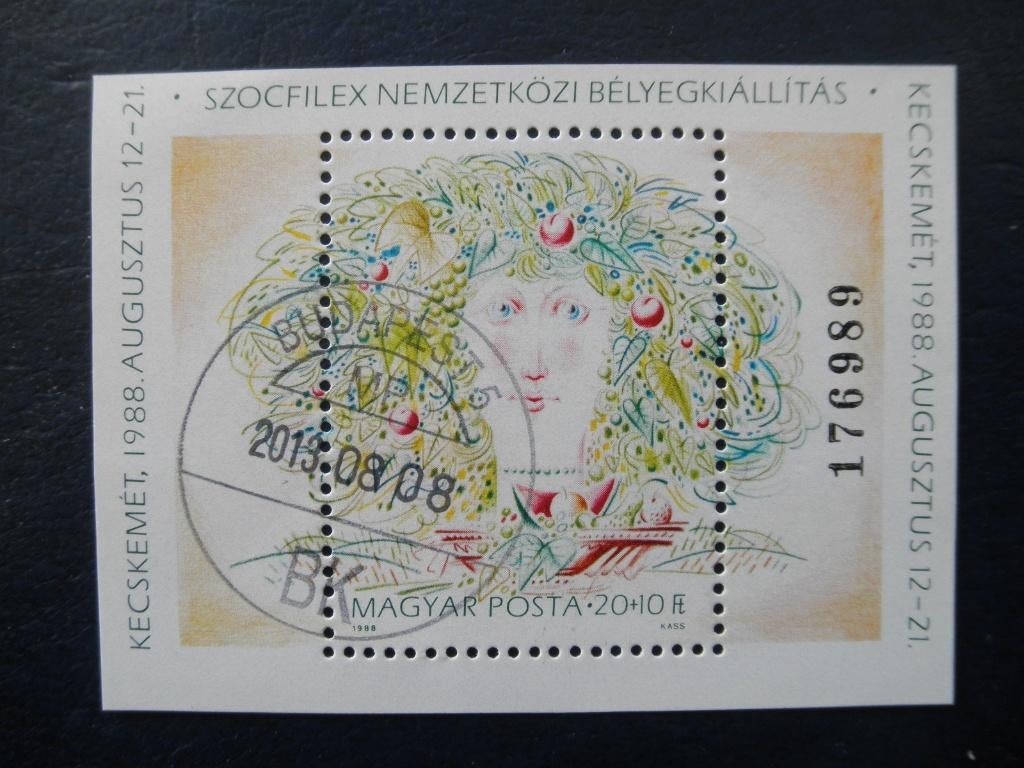 Postzegels Hongarije 1988 blok 196 Sozphilex  - cw. € 5,00., Ophalen of Verzenden, Gestempeld