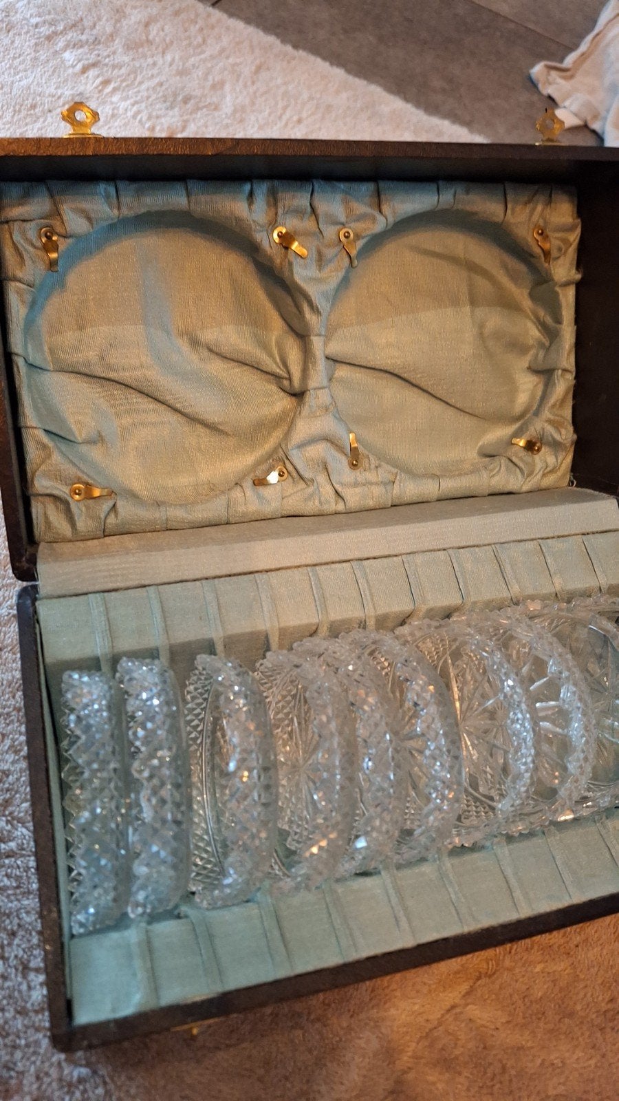 Set van 10 kristallen onderzetters in originele doos, Antiek en Kunst, Ophalen