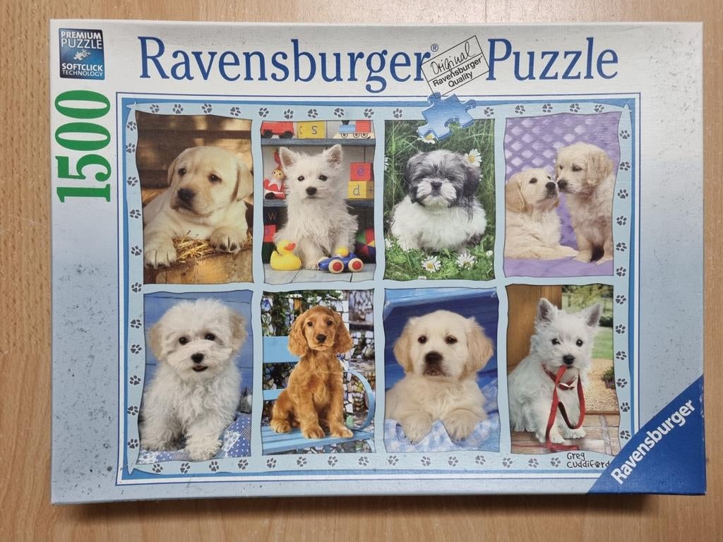 Ravensburger puzzel 1500 stukjes puppy's, Ophalen of Verzenden, 500 t/m 1500 stukjes, Zo goed als nieuw, Legpuzzel