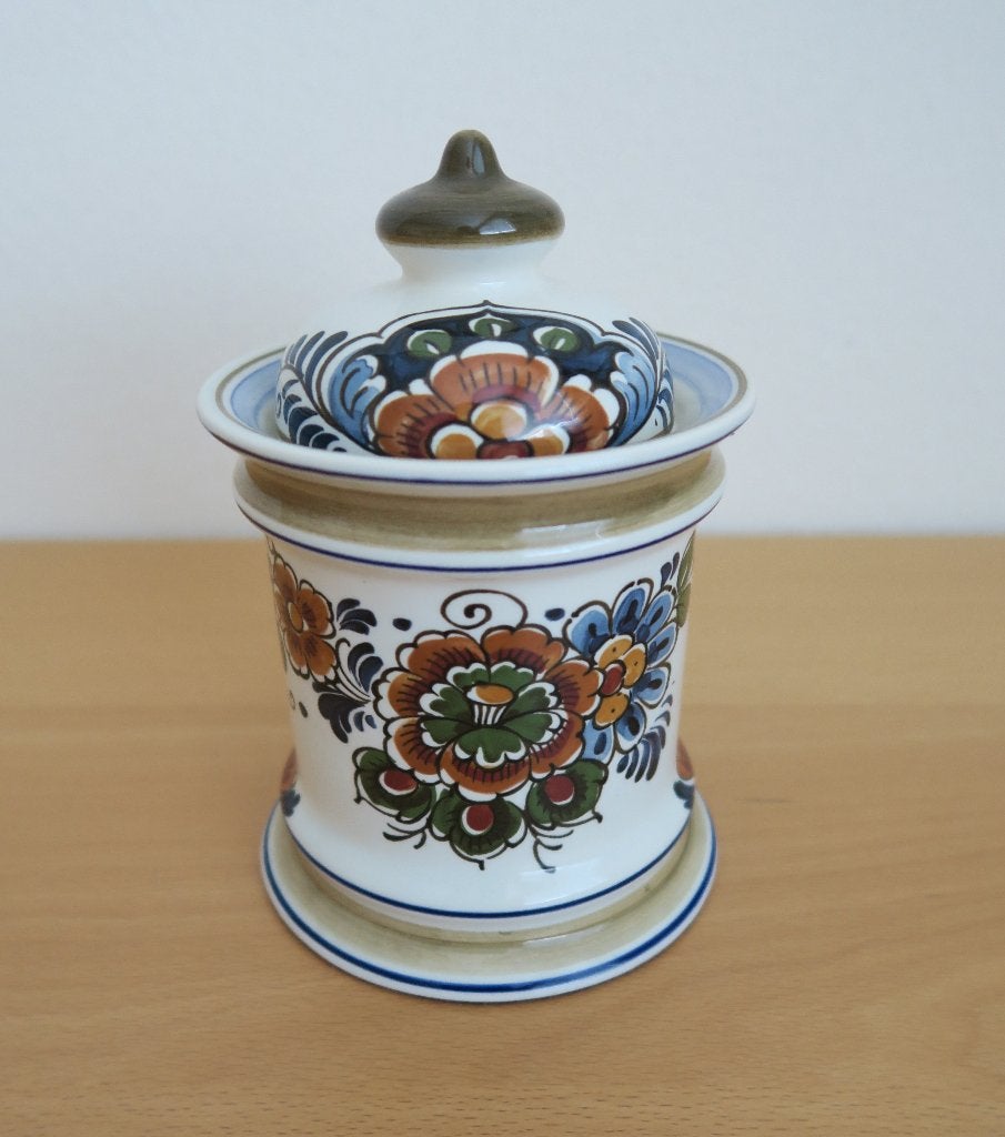 Authentiek Delfts polychroom aardwerk pot met deksel, Ophalen of Verzenden