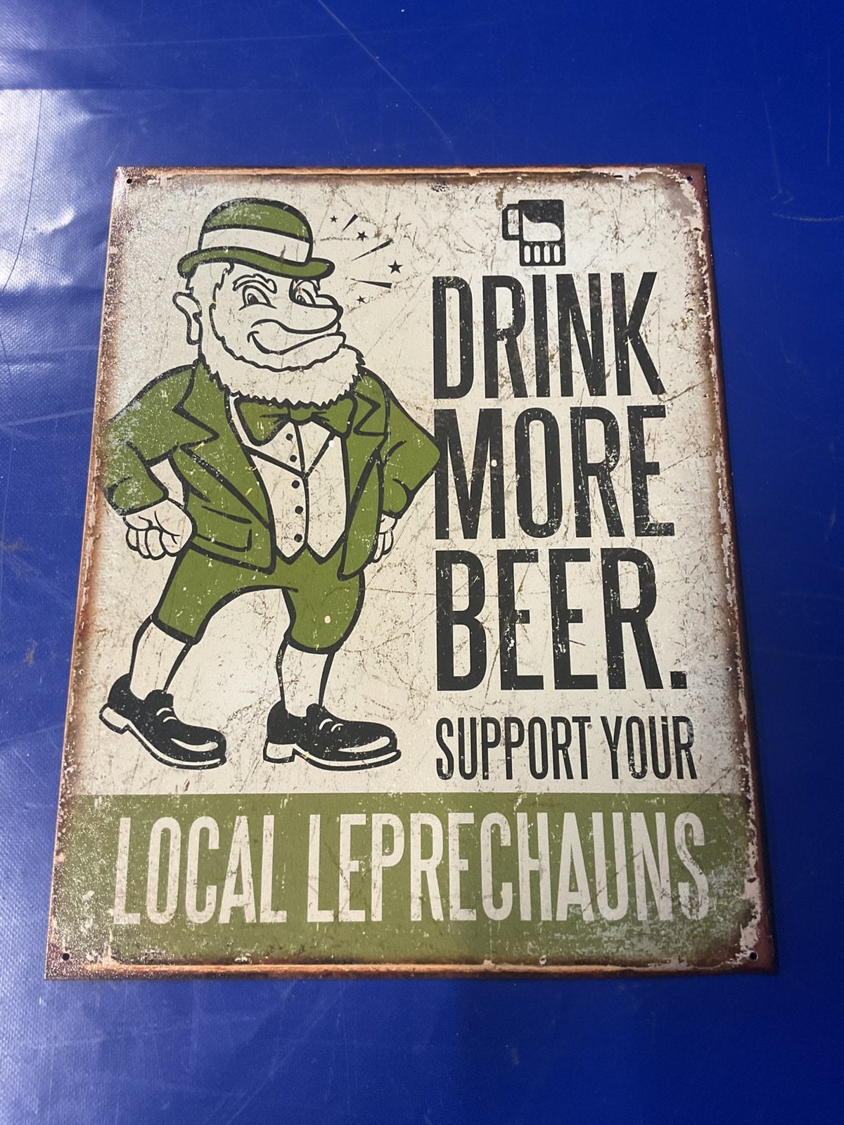 Metalen bord voor bier reclame, Ophalen, Gebruikt, Reclamebord