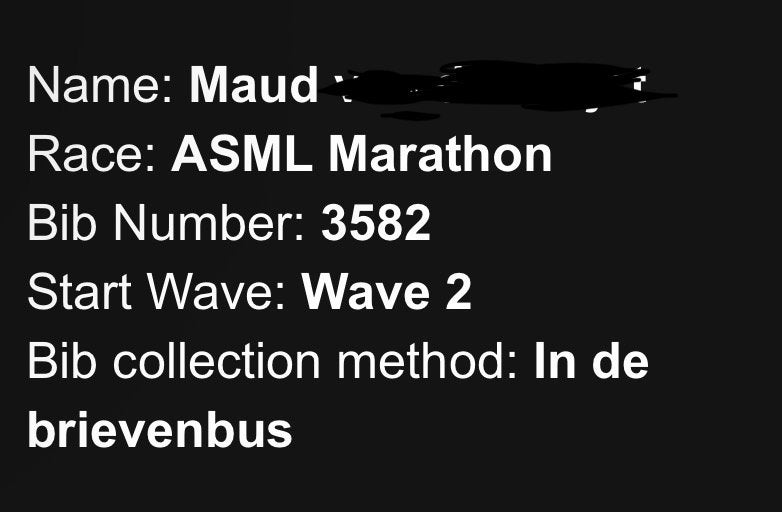 Stratbewijs marathon ASML Eindhoven, Eén persoon, Oktober
