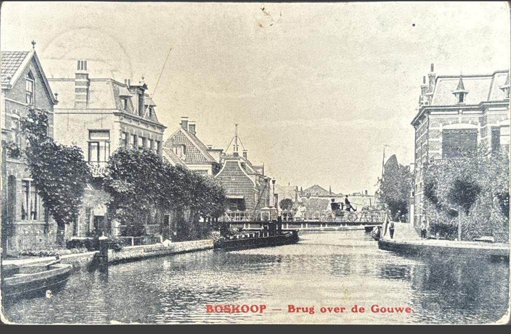 Boskoop, brug over de Gouwe, Ophalen of Verzenden, 1920 tot 1940, Gelopen, Zuid-Holland