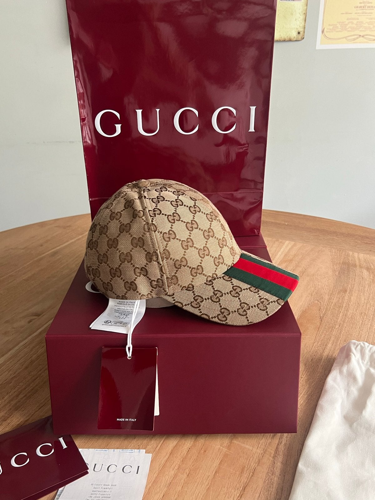 Gucci GG Canvas Baseballpet met Webdetail - Maat S (57cm), Ophalen of Verzenden, Zo goed als nieuw, Pet