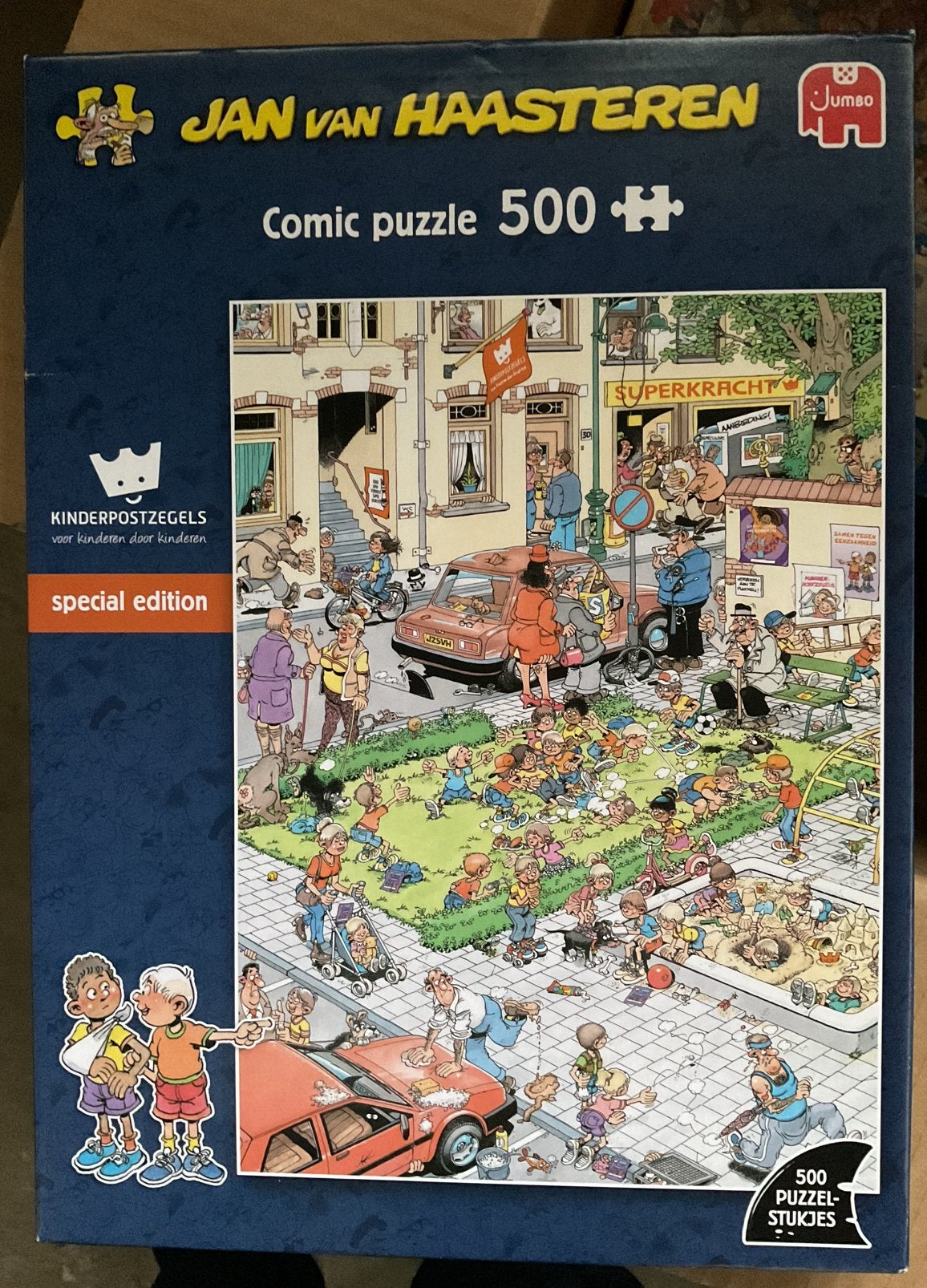 Jan van Haasteren - kinderpostzegls - 500 stukjes, Hobby en Vrije tijd, Denksport en Puzzels, Ophalen, 500 t/m 1500 stukjes, Zo goed als nieuw