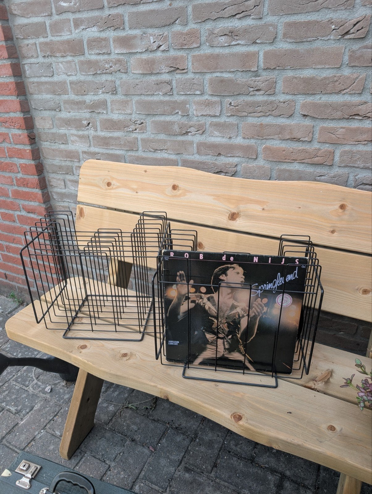 Vintage Platenrek - Zwart Metaal - Set van 2, Ophalen, Gebruikt, Overige merken