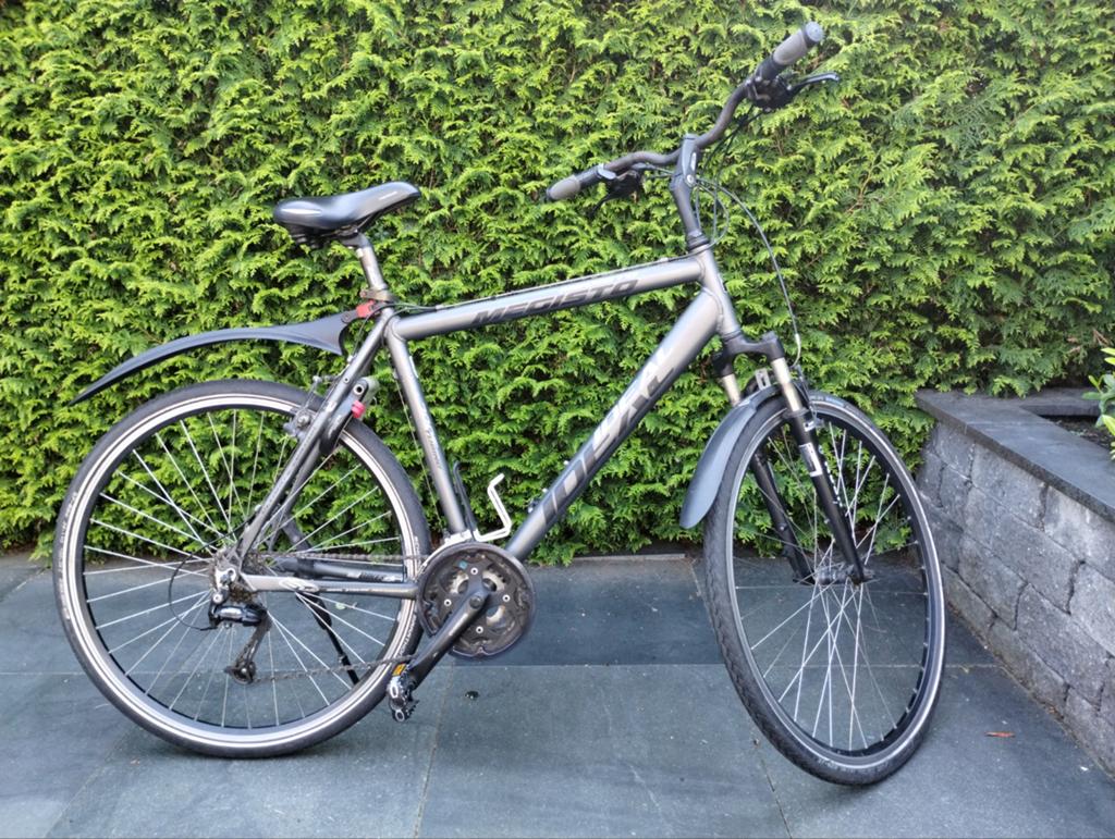 Heren sportfiets, antraciet grijs, Ideal Megisto frame 58 cm, 28 inch, Gebruikt, 57 tot 61 cm, Meer dan 20 versnellingen