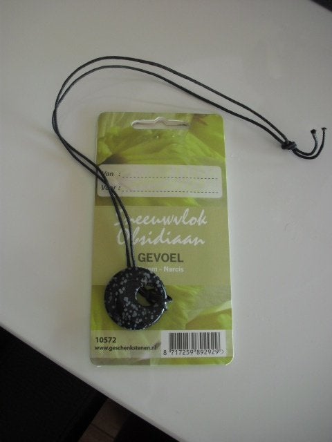 Veterketting met sneeuwvlok Obsidiaan-hanger, Verzenden, Nieuw