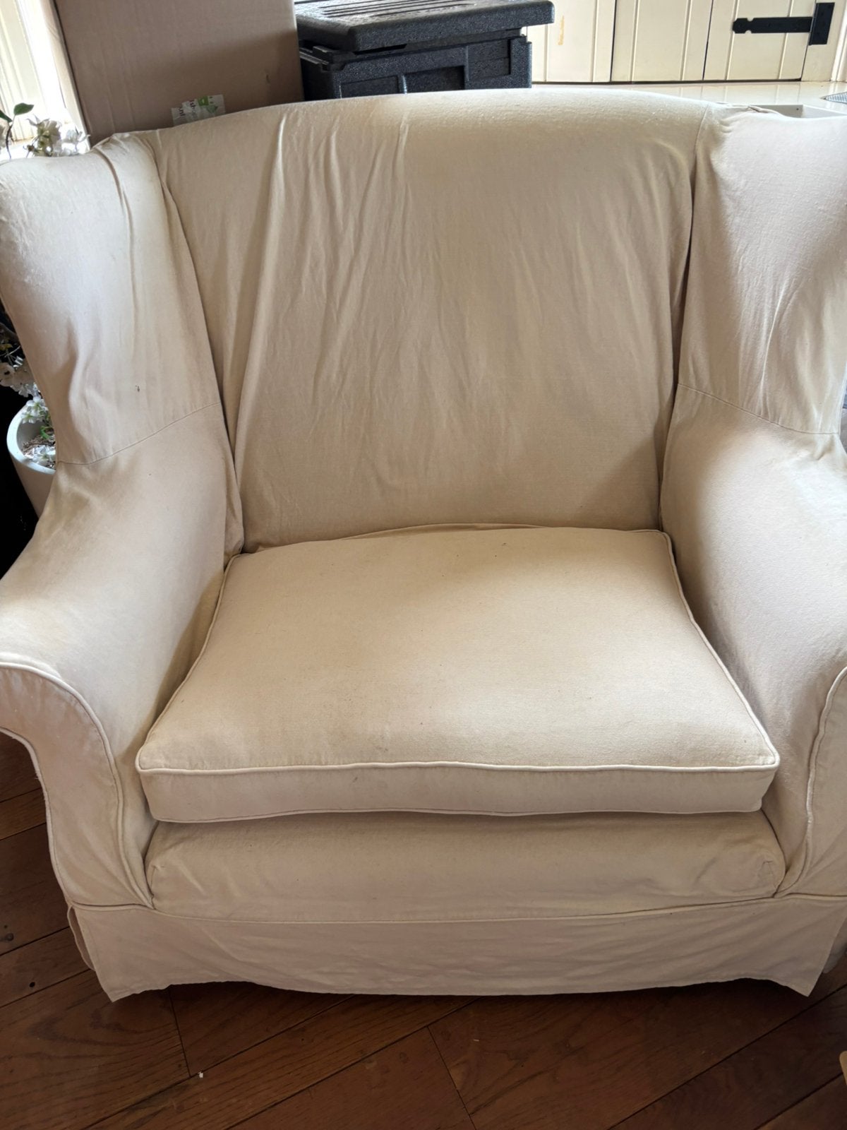 Stoel beige Love seat, Ophalen of Verzenden, Zo goed als nieuw, 75 tot 100 cm