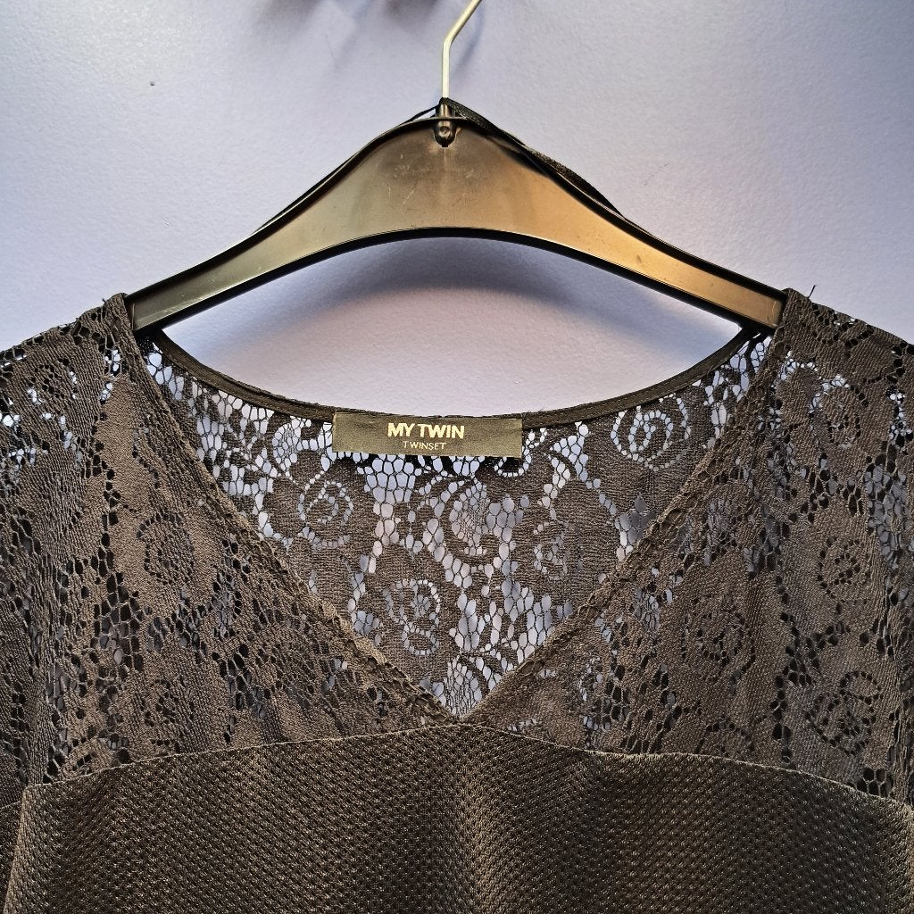 Twinset jurk zwart gaas / broderie/ laagjes mt S-M 44528, Twinset, ., Zwart, Ophalen of Verzenden