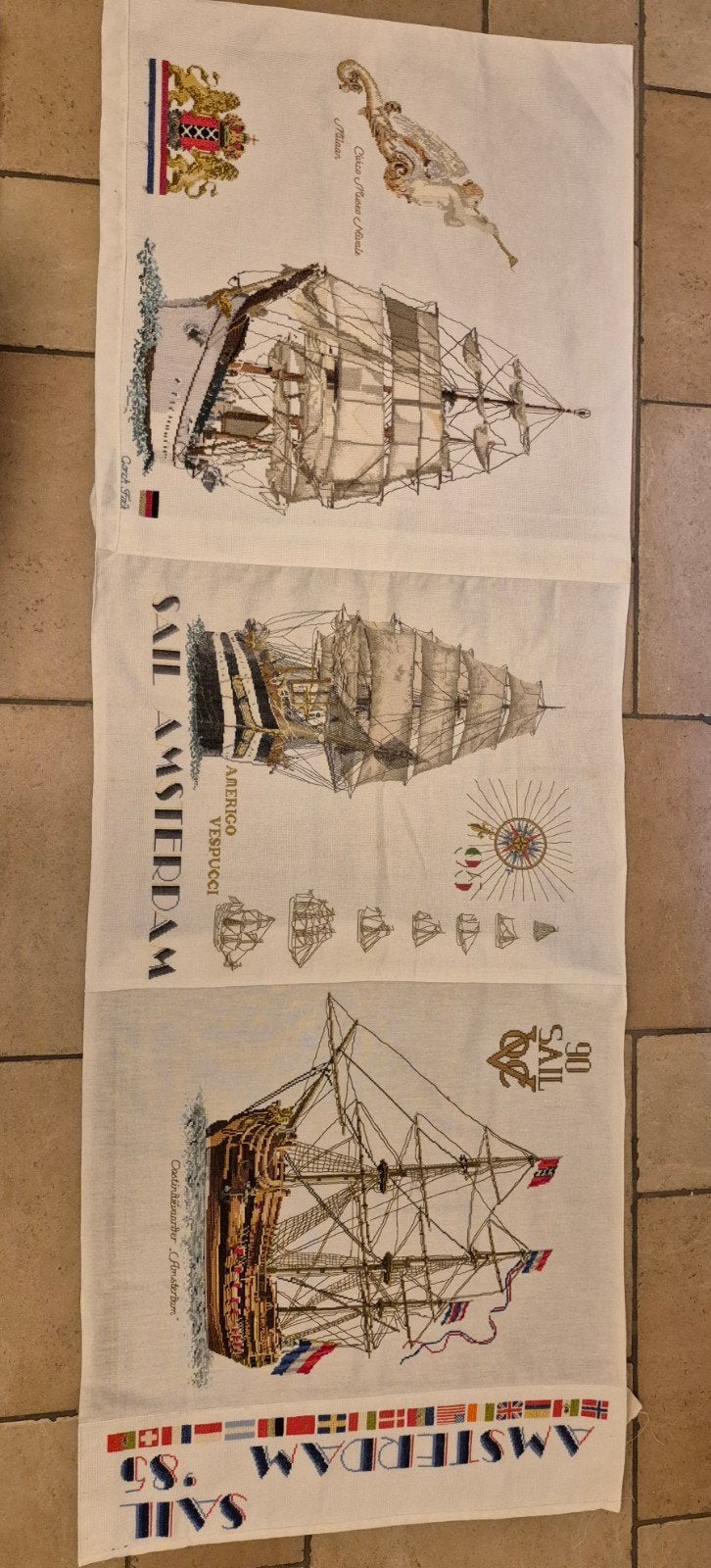 Sail Amsterdam geborduurd zo exclusief mooi, Antiek en Kunst, Antiek | Schoolplaten, Verzenden, Natuur en Biologie
